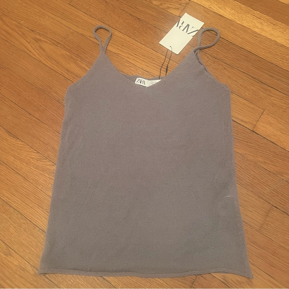 NWT Zara Knit Strappy Top Anthracite Gray Small - Picture 3 of 6